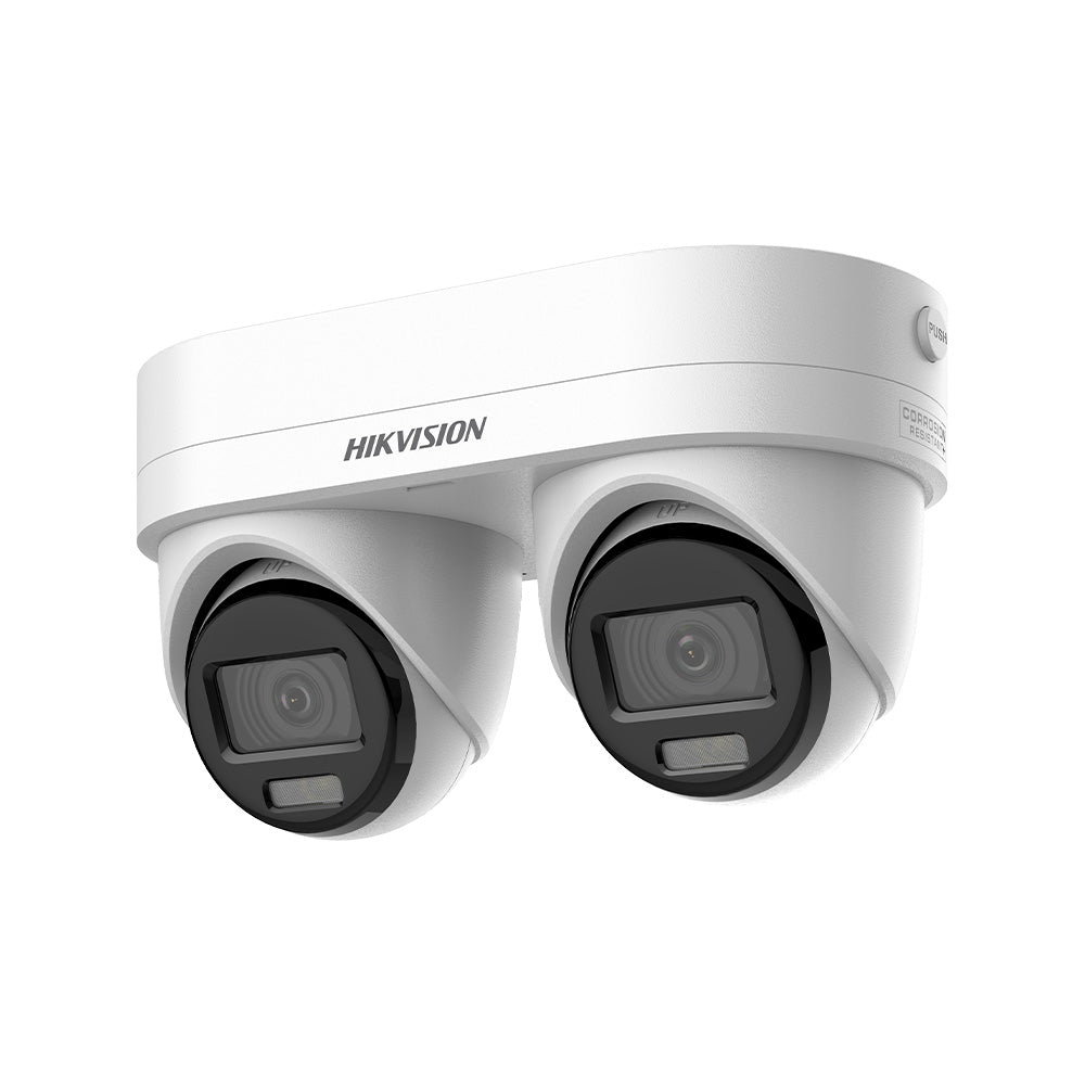 Hikvision DS-2CD2343G2D-LIZ2UY/SRB 4MP Dual-lens Fixed Point Zoom Turret PoE Camera — product view