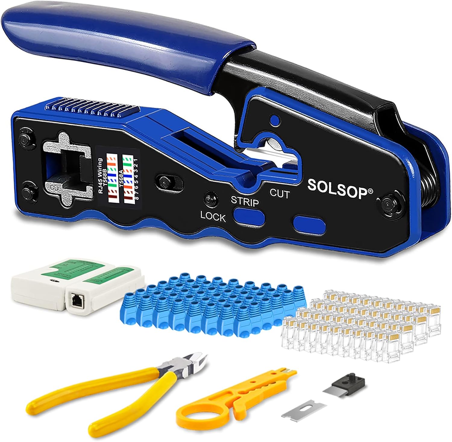 Network Cable Tool Starter Kit - Cable Tester, Crimper, Connectors, Cu