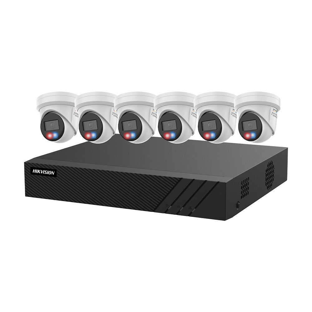 Hikvision EKI-K82T46C3 ColorVu 3.0 kit with six white turret cameras and recorder
