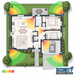Basic security camera design plan — seven wall-mounted cameras with directional fields of view and coverage heat map