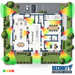 Standard security camera design plan — wall-mounted camera coverage across a multi-room floor plan